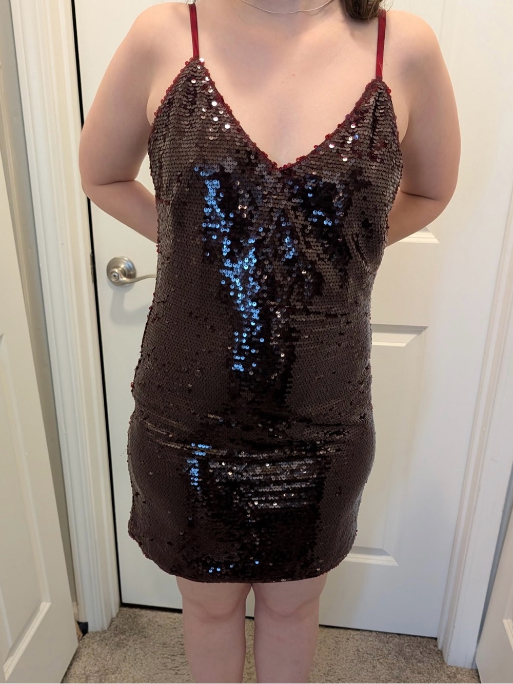Fashion Nova Burgundy Sequin Mini Dress